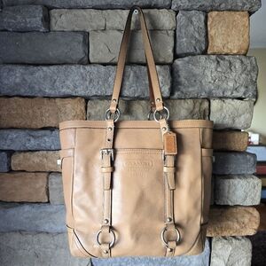 COACH F11524 Gallery Tote Bag Camel Tan Leather Purse **